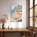 Vintage Pink Beach Umbrella Wall Art Posters Summer Beach Canvas Amalfi Coast Italy Landscape Minimalist Preppy Prints Painting For Home Bedroom Dorm Decor 8x12inch Framed (style-4)