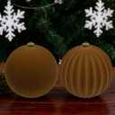 LANGXUN 2 Pcs 8 Inch Extra Large Velvet Christmas Ball Ornaments - Shatterproof Hanging Christmas Tree Decorations for Xmas Holiday Party Wedding Home Decor (Coffee Brown)