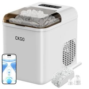 Joyplanet Fast Ice Maker Countertop - 9 Cubes in 6 Mins, 33Lbs/Day, Self-Cleaning, Quiet Portable White Ice Machine with Smart App Control, 2 Ice Sizes for Home, Kitchen, RV, Camping