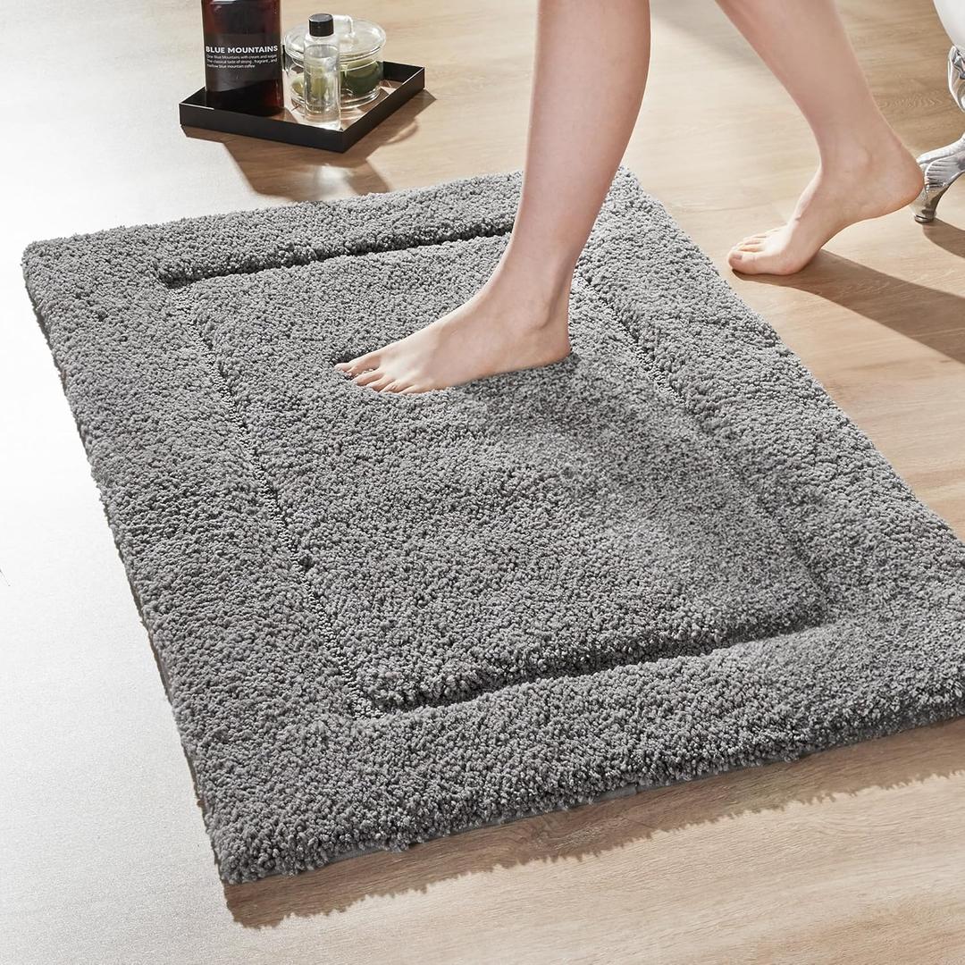 Deconovo Non-Slip Bath Mat - Ultra Soft, Quick Dry, Super Absorbent, Machine Washable, Premium Plush Rug for Bathroom & Shower - 24x17 Inch,Dark Grey