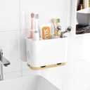 Toothbrush and Toothpaste Holders for Bathrooms Countertop - Detachable 5 Slots Kids Electric Toothbrush Holders Set Wall Mounted with Removable Dividers for Bathroom Decor and Accessories Organizer