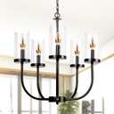 5-Light Black Chandelier, Large Modern Chandelier, Farmhouse Dining Room Light Fixture, Hang Lighting Fixture Industrial Modern Chandelier For Bedroom, Dining Room, Kitchen, Hallway, Foyer, & Entryway
