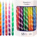 The Dreidel Company Deluxe Twisted Hanukkah Menorah Candles for All 8 Nights of Chanukah, Multicolor (Single)