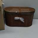 Modern Decorative Oval Woven Rattan Storage Boxes, Set of 2 Sizes, Dark Brown Finish