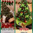 Green Fluffy Cat Tunnel Christmas Tree Skirt - Cat Donut Bed, Christmas Tree Protector from Cats, Xmas Small Medium Large Cats Gifts Accessories