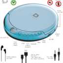 Deluxe Products CD Player Portable with 60 Second Anti Skip, Stereo Earbuds, Includes Aux in Cable and AC USB Power Cable for use at Home or in Car. Blue