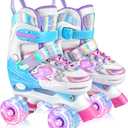 Kids' Roller Skates for Girls & Boys, Ages 3-12 - 4 Size Adjustable Skates for Beginners