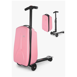iubest Luggage Carry On Scooter Suitcase for Kids Age 4-15, Detachable & Foldable 4 in 1 Suitcase, Multifunctional Ride On Travel Trolley Scooter Combo-Pink
