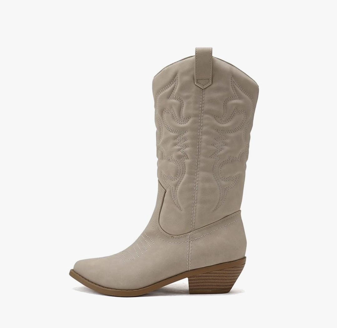 Soda Red Reno Western Cowboy Pointed Toe Knee High Pull On Tabs Boots All-White 8.0M