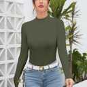 Women's Mock Turtleneck Long Sleeve Sleeveless Tops Basic Slim T-Shirts (S)