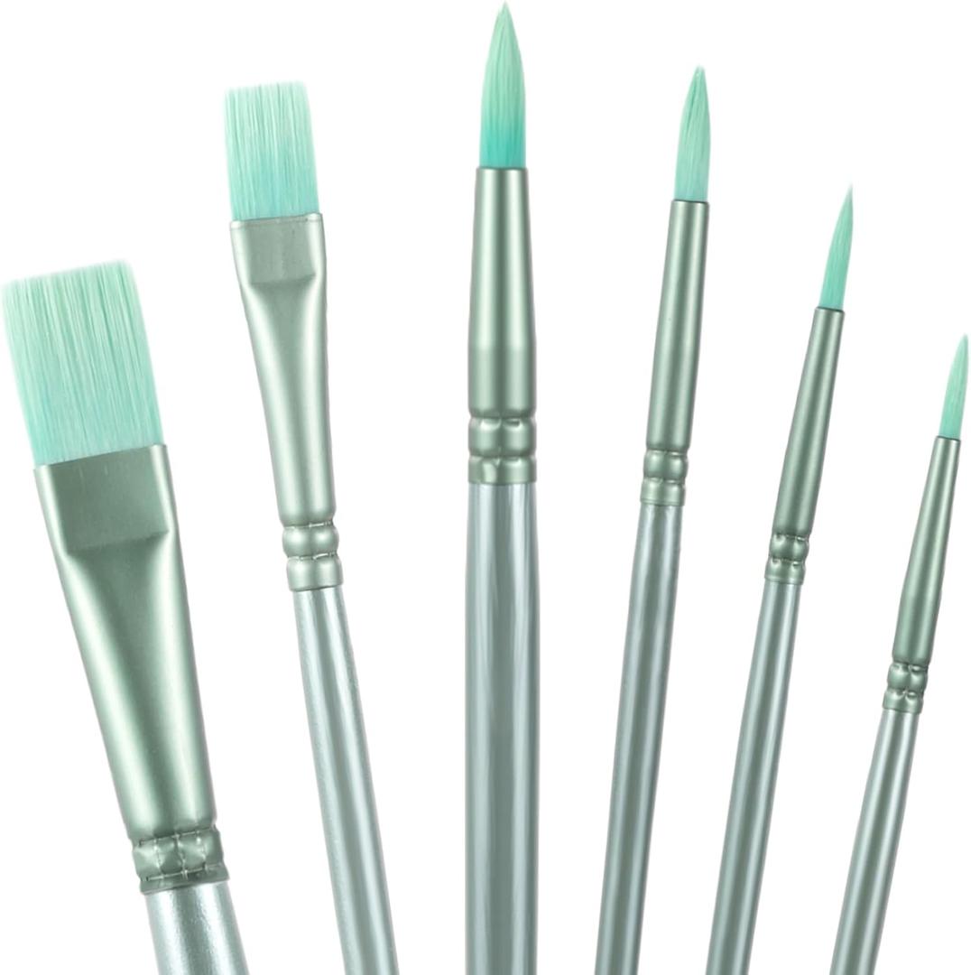 3 x 6pcs Paint Brushes for Acrylic Painting, Nylon Watercolor Brushes Kit, Acrylic Paint Brush Sets for Acrylics Watercolor Gouache Oil Painting- Green