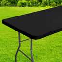 homing Rectangle Table Cloth Cover, Waterproof Polyester Elastic Fitted Tablecloth, Fits for 5 Foot Folding Tables, Washable Table Protector for Picnic, Camping, Outdoor (Black, 30" x 60")