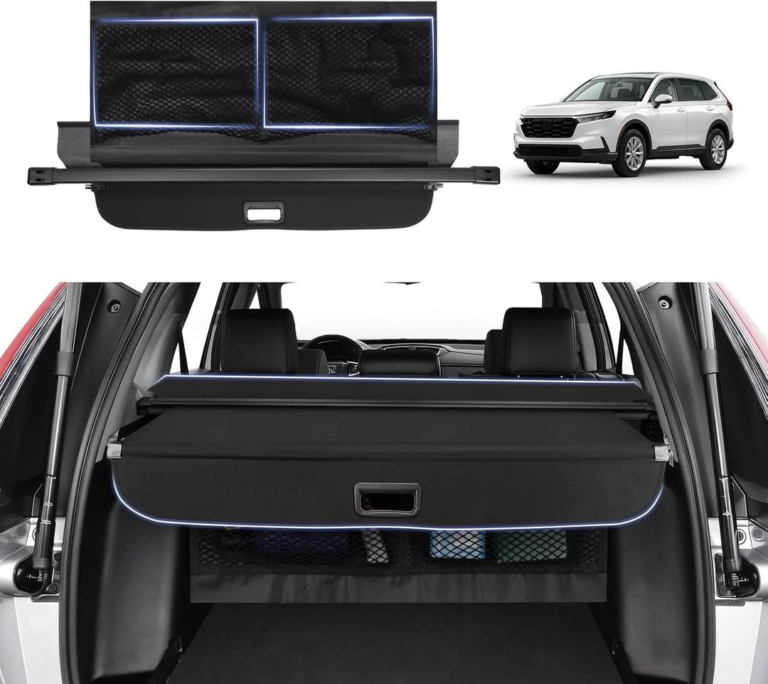 Cargo Cover for Honda CRV 2023-2025 with Extra Storage Net, Retractable Trunk Cover for Honda CR-V Security Shield Shade Cover with No Gap Design