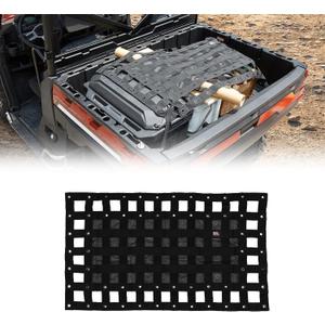 Kemimoto Heavy Duty UTV Cargo Net Stretchable UTV Roof Rack Bed Rail Cargo Bungee Netting with Straps Compatible with Polaris Ranger General Can am Defender Commander Maverick- 47" L 27" W