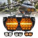 240W High Power Dual Motorcycles LED Headlight with High Low Beam Amber DRL Honeycomb design DOT Certification Headlight Compatible with Road glide 2015-2023(White)