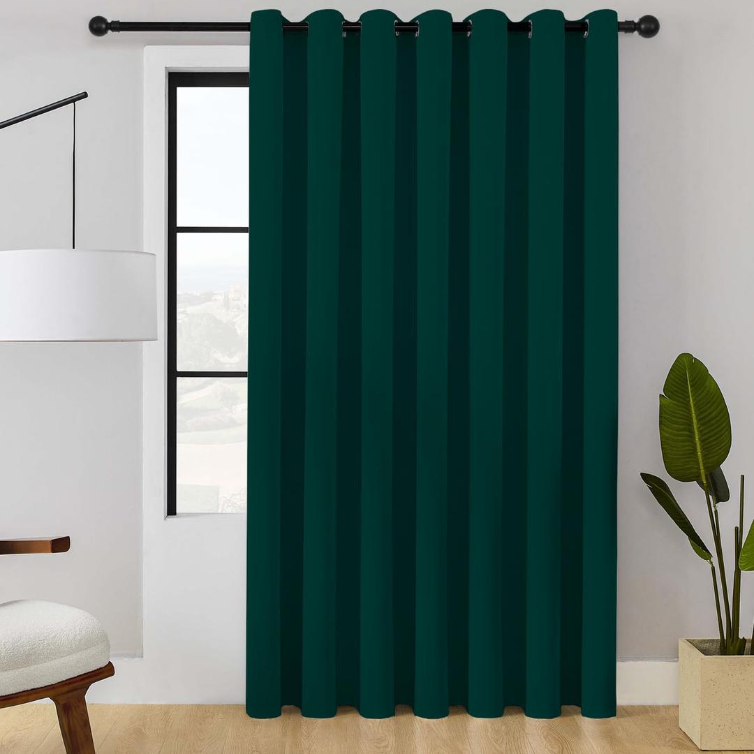 ChrisDowa Room Divider Curtain 84 Inches Long, Wide Blackout Sliding Door Curtain for Bedroom, Room Darkening Privacy Window Curtain for Patio Door (1 Panel Set, Forest Green, 100 x 84 Inch)