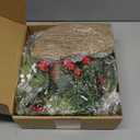 6 PCS Christmas Mini Cabinet Wreath for Kitchen with Ribbon Artificial Eucalyptus Cedar Hanging Garland with Red Berries Pine Cones for Swag Table Centerpiece Door Window Chair Wall Winter Decor