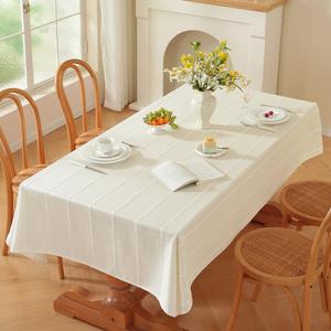 Zobesta White Table Cloth Rectangle 53 x 70 Inch, Cotton White Tablecloth Rectangle Heavy Weight Washable Farmhouse Soft Boho Tablecloth for Party, Holiday, Picnic, Dining, Outdoor,Wedding