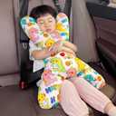 X-Shaped Car Travel Pillow for Cars Seat Kids Adults Head and Body Support Pillow Cartoon Neck Pillows Soft Long-Distance Travel Car Sleeping Seat Belt Pillows Breathable Cars Aircraft Travel Cushion (Beige)