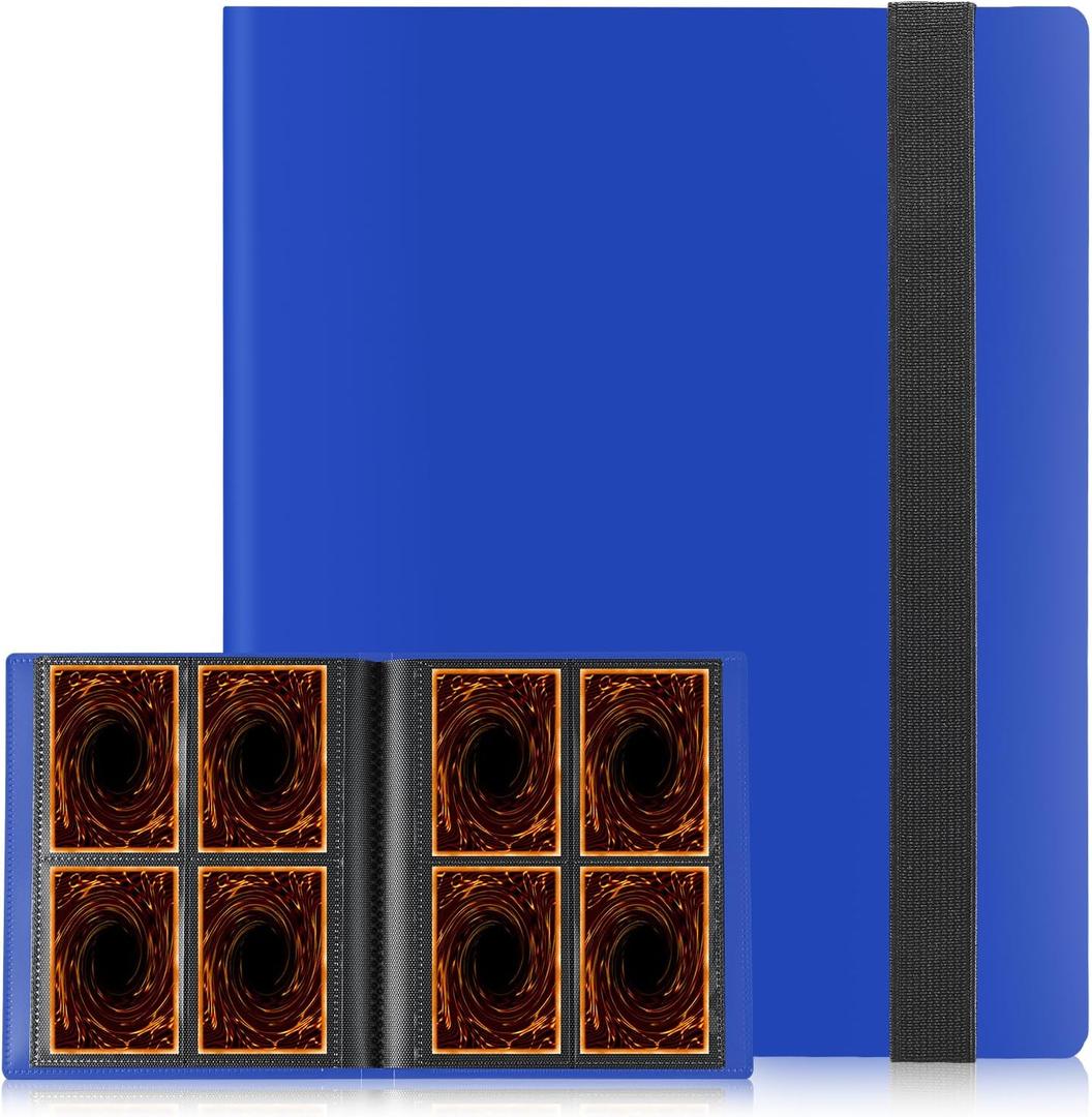 Card Binder, Upgraded 4 Pockets Trading Card Collection Binder for Cards, 160 Pockets Mini Card Book Holder Album - Dark Blue, 2.7 x 3.8 inches