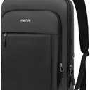 MOSISO Laptop Backpack for Men, Slim Lightweight Compact Computer Backpack for College Work Business Office Travel, 15.6 inch Waterproof Commute Laptop Bag Casual Daypack with Luggage Strap, Black
