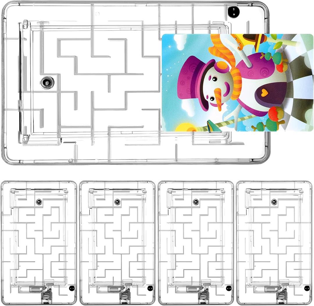 Skylety 5 Pcs Money Puzzle Box Plastic Puzzle Card Holder Fun Maze Intellectual Pinball Machine Game for Teens and Adults Birthday Party Favors(Clear)