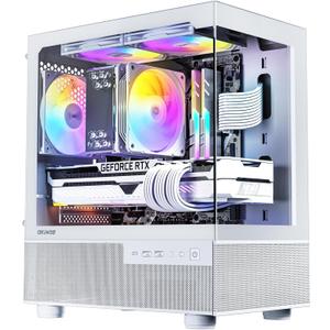 Aqua 3, Micro ATX Case, MATX PC Case with 3 X 120mm 3-Pin ARGB Fan Pre-Installed, Panoramic View Tempered Glass Front & Side Panel, with Type C Port, White