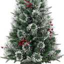 3 ft Pre-Lit Artificial Mini Christmas Tree with Multicolor Led Lights & Potted Base, Battery Operated Snow Flocked Tree for Home & Desktop Xmas Decor