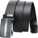 Ratchet Belt for Men - Mens Belt Leather 1 3/8" for Casual Jeans - Micro Adjustable Belt Fit Everywhere (Middle Stripe - Black)