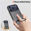 Ultra-Magnetic Stand for iPhone 17 Pro Max Case [Military Drop Protection] [Compatible with MagSafe] Shockproof Translucent Matte Slim Ring Holder Case for iPhone 17 Pro Max (Black)