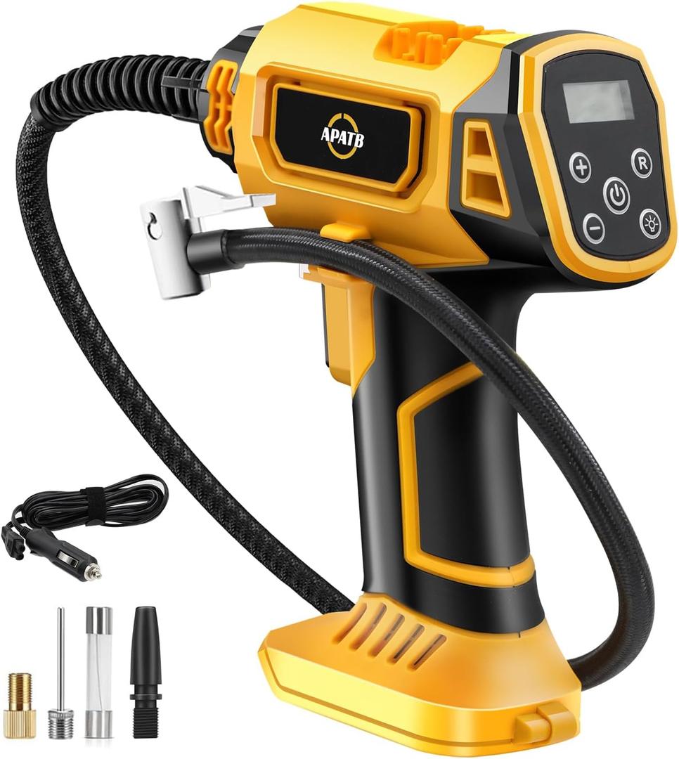 Cordless Tire Inflator Air Compressor for Dewalt 20V Max Battery,150PSI Portable Handheld Air Pump with Digital Pressure Gauge for Cars Motorcycles Bikes Sport Balls(Battery Not Included)