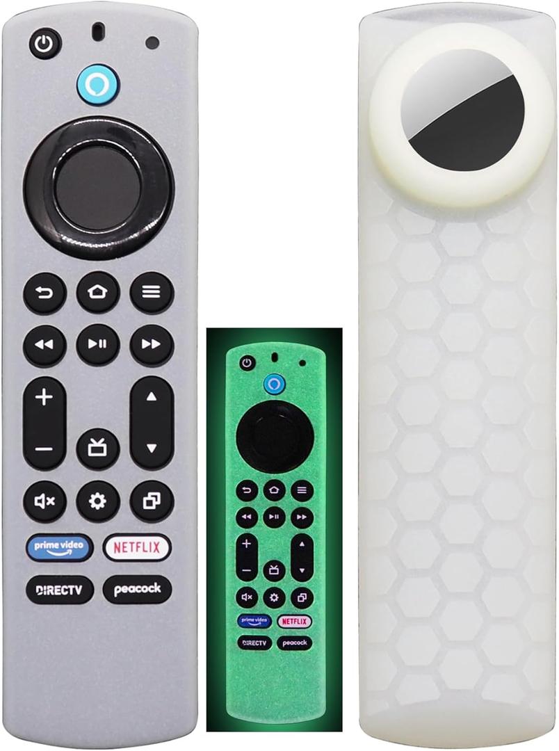 for Toshiba Remote Airtag Cover Glow for Insignia TV NS-RCFNA-21 CT-RC1US-21 CT-95018 Alexa Voice Remote Control with Holde for Tile Sticker,Silicone Tracker Case for Tile Sticker,Glow Green