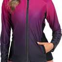 Halcurt Women's Full Zip Long Sleeve Rash Guard Swim Top with Pockets UPF50+ Quick Dry Swimsuit (L)