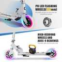 Kick Scooter for 3+Years Old Boys & Girls Lightweight, Foldable, Aluminum Frame, and Adjustable Handlebars, Rear Brake, and Flashing Light up Wheels