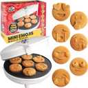 Mini Emojis Waffle Maker for Holiday Breakfast- Make 7 Unique Smiley Face Waffles Pancakes for Kids- Electric Non Stick Iron Feat Kiss Face Heart Eyes & Smile w Recipes, Xmas Gift - Licensed by Emoji