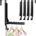 4 Pack Over The Door Hanger Foldable Over The Door HooksRust-Resistant Overdoor Hanger Hook for Laundry (Clothes Drying Rack)&Bathroom (Towel Rack) Small Portable, Black