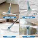 Flat Mop and Bucket Set with Floor Squeegee, Heavy Duty Scrub Brush, 2 Washable Reusable Microfiber Pads, for Tile Hardwood, Wall Cleaning, Home Indoor or Outdoor Cleaning (White-Gray)