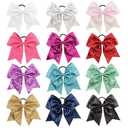 inSowni 12 Pack X-Large Big Glitter Sequin Cheer Bow Hair Ties Scrunchies Bands Ponytail Holders Elastics for Baby Toddlers Girls Women