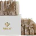 MEEDEE Camel Velvet Ribbon 2 Inch Crinkle Raw Edge Silk Ribbons 2 Rolls 4 Yards Bronze Crushed Ribbons Nude Velvet Ribbon for Christmas Tree, Gift Wrapping, Holiday Decor