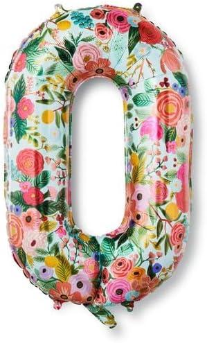 RIFLE PAPER CO. Garden Party Full Color Mylar Numbered Balloon (40" L, Decoration for Events, Celebrations, Holidays and Parties, Stylish Pattern) #0