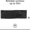 Logitech K270 Wireless Keyboard for Windows, 2.4 GHz Wireless, Full-Size, Number Pad, 8 Multimedia Keys, 2-Year Battery Life, Compatible with PC, Laptop, Black (1 Pack)