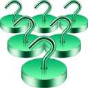 5 x Neosmuk Magnetic Hooks, Cruise Ship Essentials, 100lb+ Heavy Duty Magnetic Hooks for Cruise Cabins, Refrigerator, Grill, Hanging, and Travel | Extra Strong Must-Haves Magnet Hook,Green