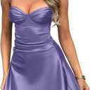 Memoriesea Women's Sleeveless Spaghetti Strap Ruched Sexy Mini Club Party Dress, Large