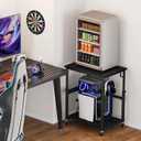 Snughome Oversized Computer Tower Stand with Extended Top & Charging Station, 25.2''-36.2'' Height-Adjustable PC Tower Stand, Rolling CPU Cart with Lockable Wheels for Office Home Gaming, 27.56" L x 15.75" W x 36.22"