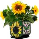 Stained Glass Sunflower Garden Planters,Indoor Plant Pots with Drainage,Unique Plant Pots for Dried Flowers,Sunflower Gifts,4.6 x 3 x 5.15 in