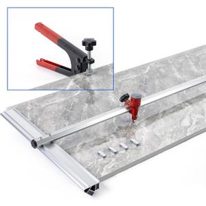 Muzata Tile Cutter 48 inch Manual Porcelain Ceramic Tile Cutters T-shaped Large Format Cutting Tool up to 43.3 inch with Heavy Duty Breaking Plier 5Pcs Cutting Blades M030