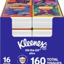 Kleenex On-The-Go Facial Tissues, 16 On-The-Go Packs, 10 per Box, 3-Ply (160 Total)