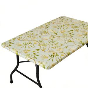 HOMOHEINI Rectangle Picnic Table Cloth, Elastic Waterproof Fitted Vinyl Tablecloths for 6 Foot Tables, Wipeable Flannel Backed Table Covers for Dining, Camping, Outdoor(Leaves,30"x72")