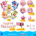 PartyWoo Baby Shark Family Foil Balloons 37pcs Baby Shark Family Pink Round Star Mylar Happy Birthday Letter Balloons for Boys and Girls Under the Sea Kids Birthday Party Decorations
