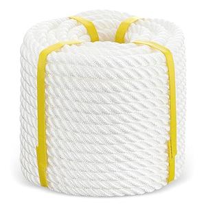 Windyun 100 ft Nylon Rope 1/2 Inch White Pull Rope Cord 3 Strand Twisted for Pull Swing Climb and Knot High Strength Hanging DIY(1/2 inch x 100 ft)